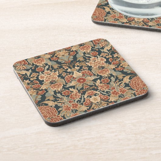 William Morris Antique Honeysuckle Floral Pattern Getränkeuntersetzer (Linke Seite)