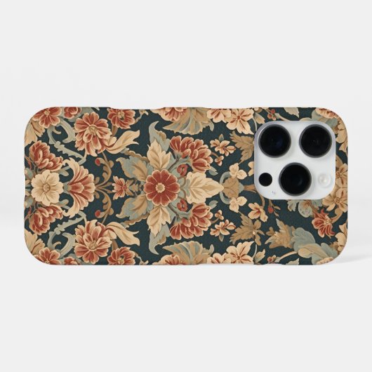 William Morris Antique Honeysuckle Floral Pattern iPhone Hülle (Rückseite (Horizontal))