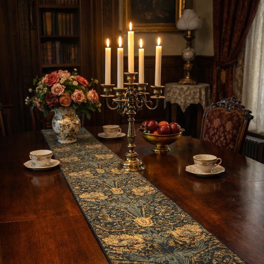 William Morris Antique Honeysuckle Floral Pattern Kurzer Tischläufer