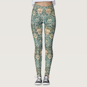 William Morris Antique Honeysuckle Floral Pattern Leggings