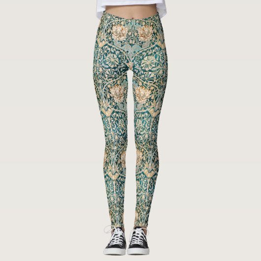 William Morris Antique Honeysuckle Floral Pattern Leggings (Vorderseite)