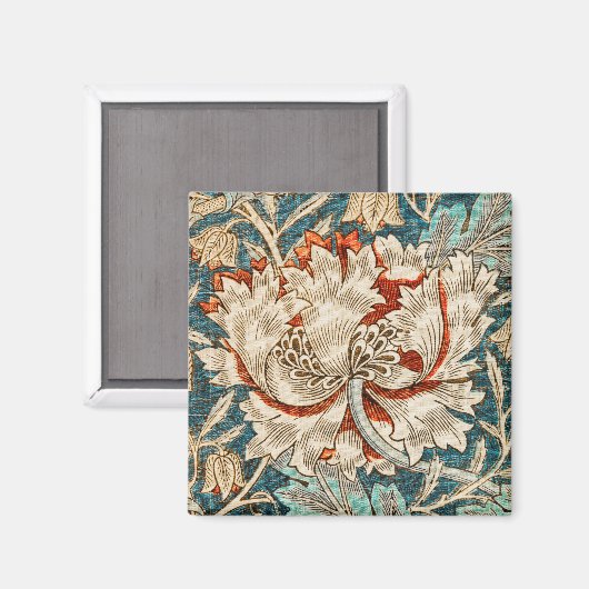 William Morris Antique Honeysuckle Floral Pattern Magnet (Vorderseite/Rückseite)