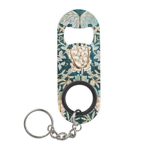 William Morris Antique Honeysuckle Floral Pattern Mini Flaschenöffner (Vorderseite)