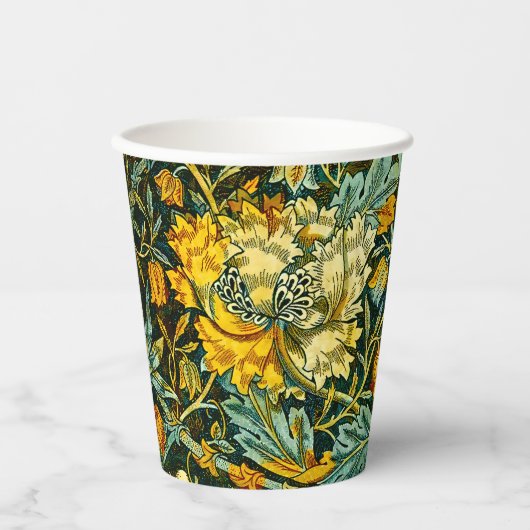 William Morris Antique Honeysuckle Floral Pattern Pappbecher (Vorderseite)