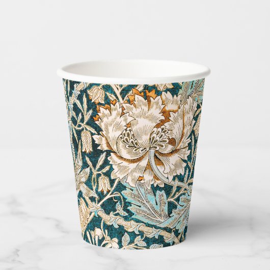 William Morris Antique Honeysuckle Floral Pattern Pappbecher (Vorderseite)