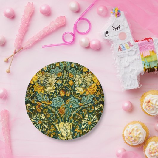 William Morris Antique Honeysuckle Floral Pattern Pappteller (Party)