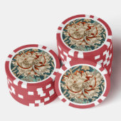 William Morris Antique Honeysuckle Floral Pattern Pokerchips (Stapel)