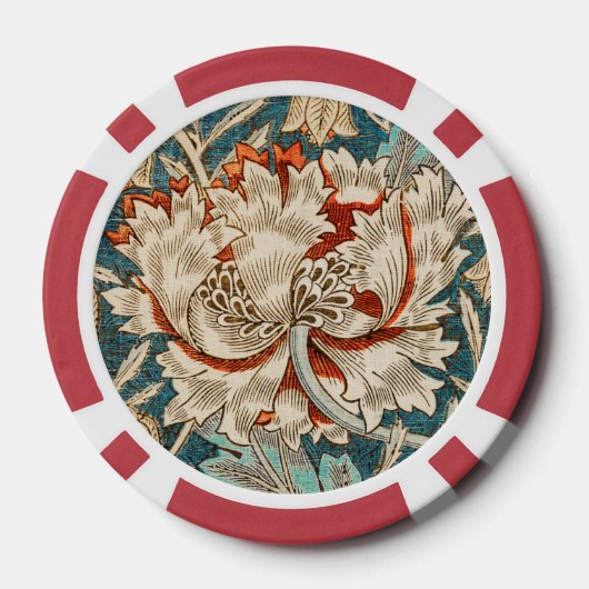 William Morris Antique Honeysuckle Floral Pattern Pokerchips (Rückseite)