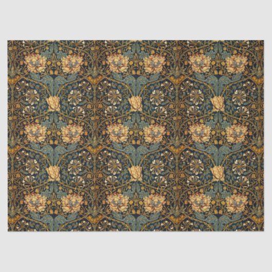 William Morris Antique Honeysuckle Floral Pattern Seidenpapier (Vorderseite)