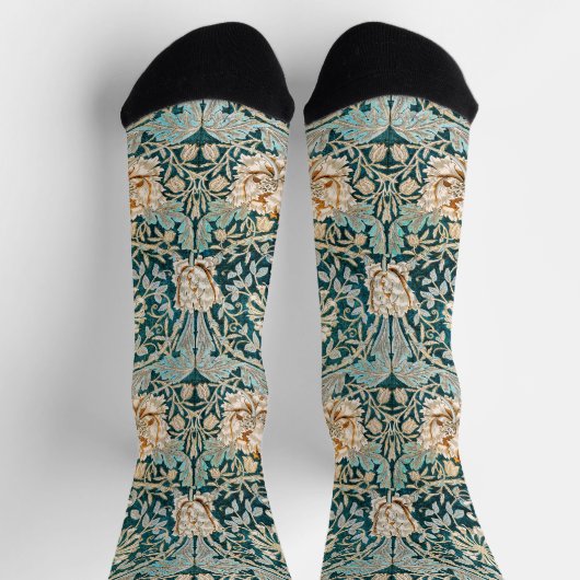 William Morris Antique Honeysuckle Floral Pattern Socken (Oben)
