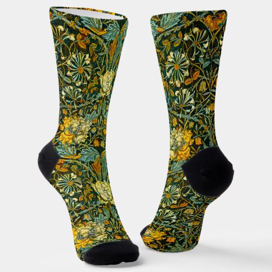 William Morris Antique Honeysuckle Floral Pattern Socken (Gewinkelt)