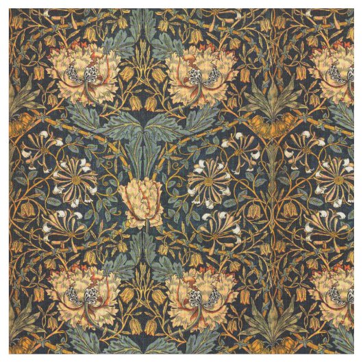 William Morris Antique Honeysuckle Floral Pattern Stoff (Nahaufnahme)
