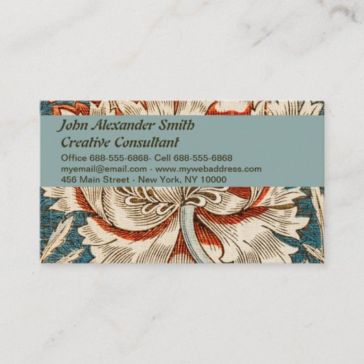 William Morris Antique Honeysuckle Floral Pattern Visitenkarte (Vorderseite)