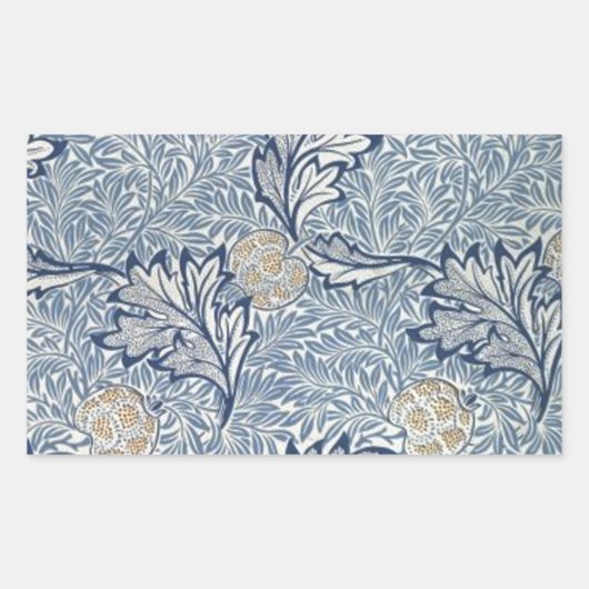 William Morris Apple Blume Floral Design Rechteckiger Aufkleber (Vorderseite)