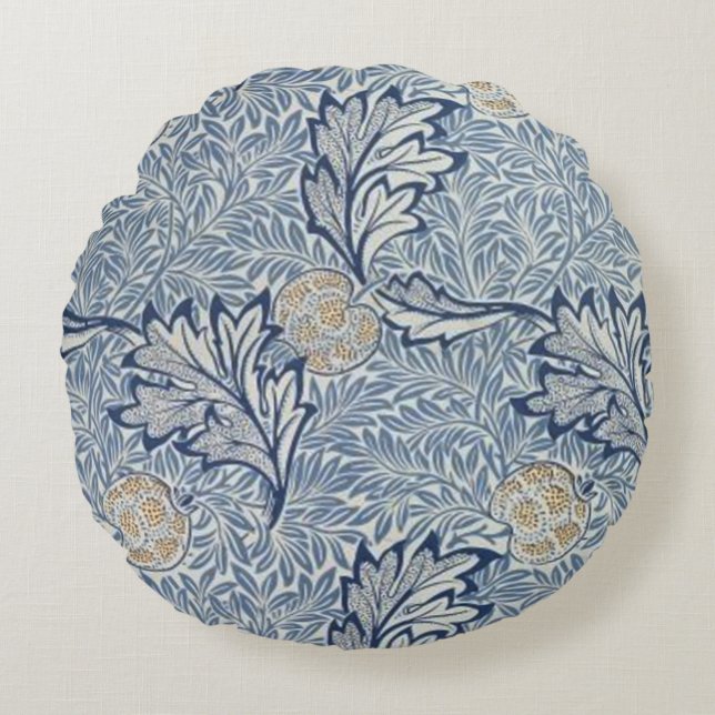 William Morris Apple Blume Floral Design Rundes Kissen (Vorderseite)