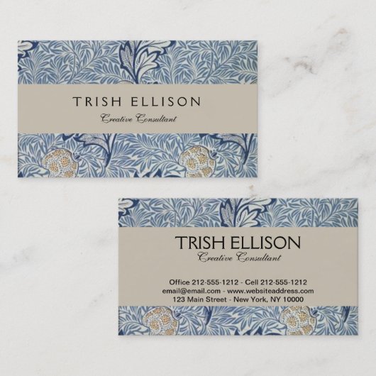 William Morris Apple Blume Floral Design Visitenkarte (Vorne/Hinten)