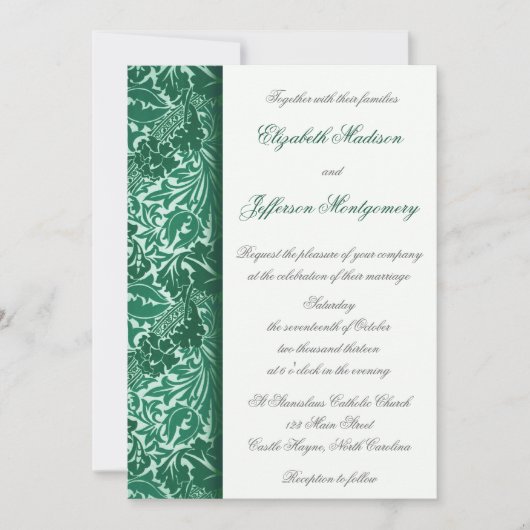 William Morris Aqua Blätter Wedding Invitation Einladung (Vorderseite)