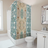 William Morris Aquamarin Terracotta auf dem Monte  Duschvorhang (Beispiel)