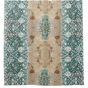 William Morris Aquamarin Terracotta auf dem Monte  Duschvorhang