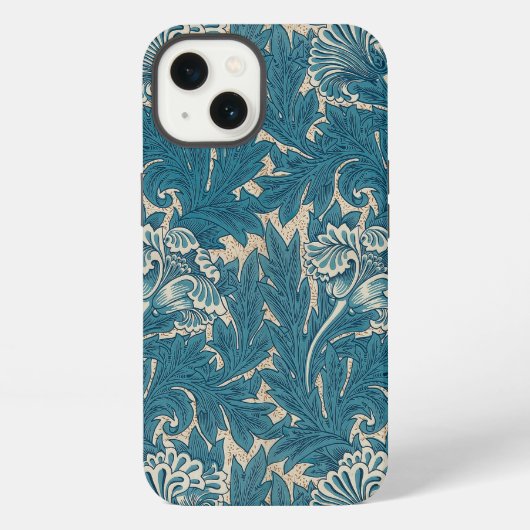William Morris Aquamarin Tulip Pattern iPhone Hülle (Rückseite)