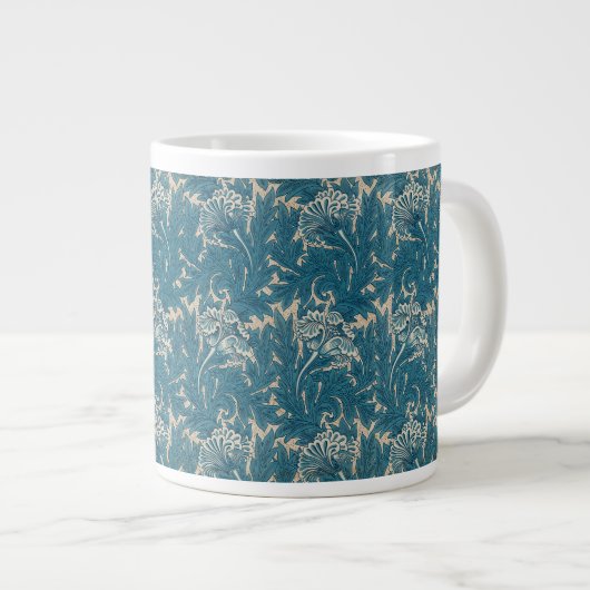 William Morris Aquamarin Tulip Pattern Jumbo-Tasse (Vorderseite Rechts)
