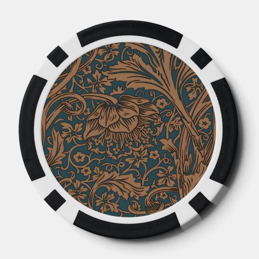 William Morris Arcadia Floral Pattern Classic Pokerchips (Rückseite)