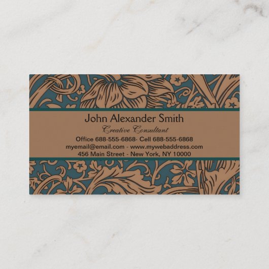 William Morris Arcadia Floral Pattern Classic Visitenkarte (Rückseite)