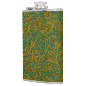 William Morris Arcadia Floral Pattern Green Golden Flachmann (Links)