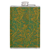 William Morris Arcadia Floral Pattern Green Golden Flachmann (Rückseite)