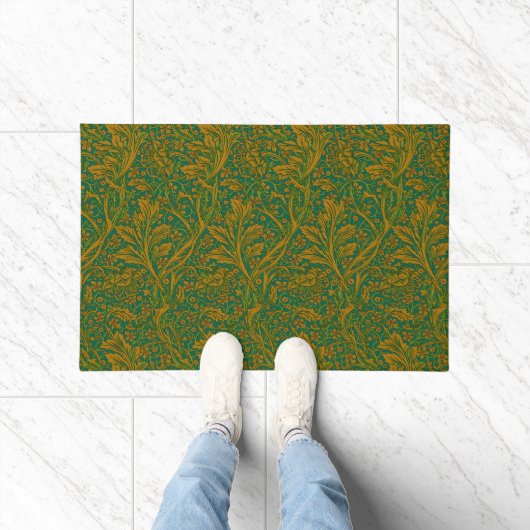 William Morris Arcadia Floral Pattern Green Golden Fußmatte (Indoor)