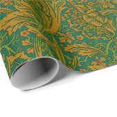 William Morris Arcadia Floral Pattern Green Golden Geschenkpapier (Rolleneckpunkt)