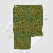 William Morris Arcadia Floral Pattern Green Golden Golfhandtuch (Insitu)