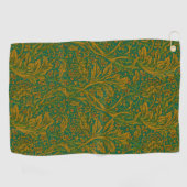 William Morris Arcadia Floral Pattern Green Golden Golfhandtuch (Horizontal)