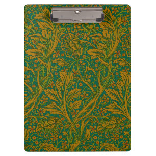 William Morris Arcadia Floral Pattern Green Golden Klemmbrett