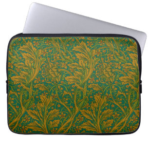 William Morris Arcadia Floral Pattern Green Golden Laptopschutzhülle