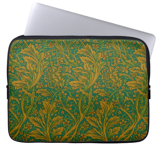 William Morris Arcadia Floral Pattern Green Golden Laptopschutzhülle (Vorderseite)