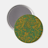 William Morris Arcadia Floral Pattern Green Golden Magnet (Vorderseite/Rückseite)
