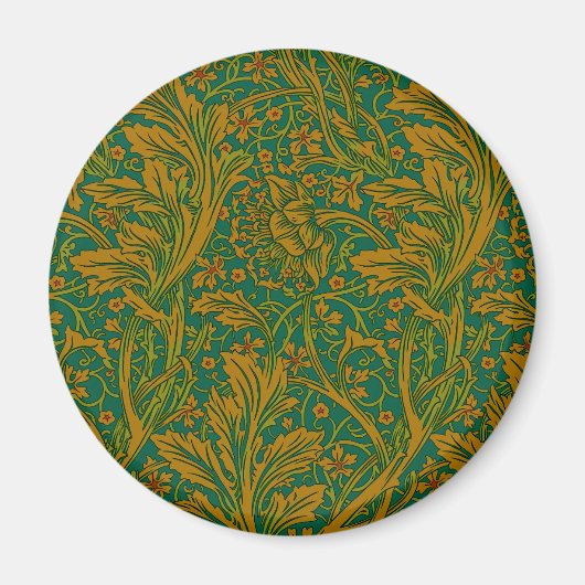 William Morris Arcadia Floral Pattern Green Golden Magnet (Vorne)
