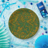 William Morris Arcadia Floral Pattern Green Golden Pappteller (Party)