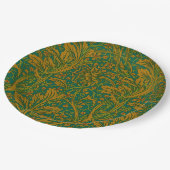 William Morris Arcadia Floral Pattern Green Golden Pappteller (Schrägansicht)