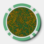 William Morris Arcadia Floral Pattern Green Golden Pokerchips (Rückseite)