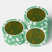 William Morris Arcadia Floral Pattern Green Golden Pokerchips (Stapel)