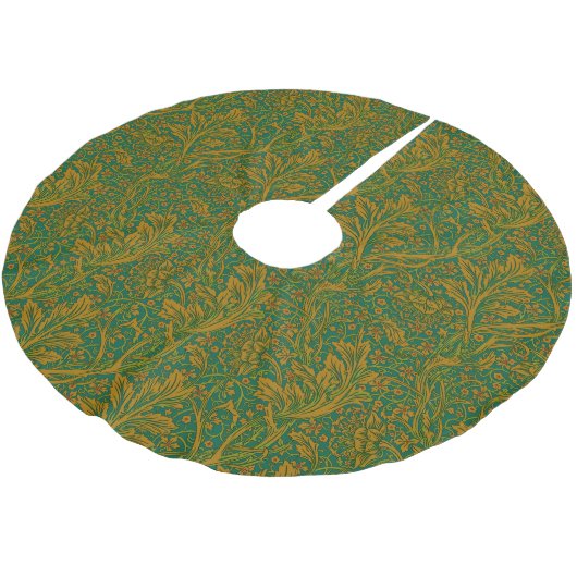 William Morris Arcadia Floral Pattern Green Golden Polyester Weihnachtsbaumdecke (Schrägansicht)