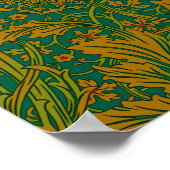 William Morris Arcadia Floral Pattern Green Golden Poster (Ecke)