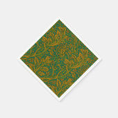 William Morris Arcadia Floral Pattern Green Golden Serviette (Ecke)