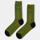 William Morris Arcadia Floral Pattern Green Golden Socken (Linkes Detail)