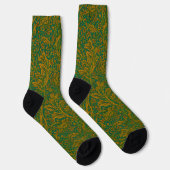 William Morris Arcadia Floral Pattern Green Golden Socken (Rechts)