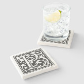 William Morris Art Anfangsbuchstabe P Steinuntersetzer (Seitenansicht)