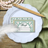 William Morris Art Deco Floral Green RSVP Card Begleitkarte