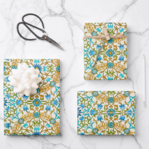 William Morris Art Design Packpapier blau Geschenkpapier Set